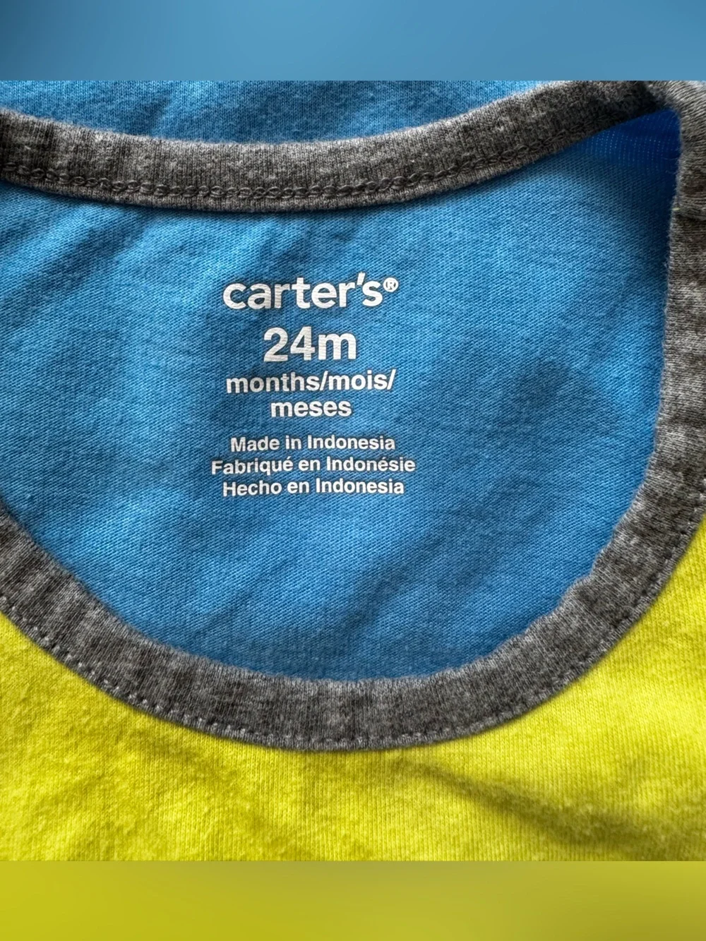 Carter's Blue, Yellow & Gray Tank Top
